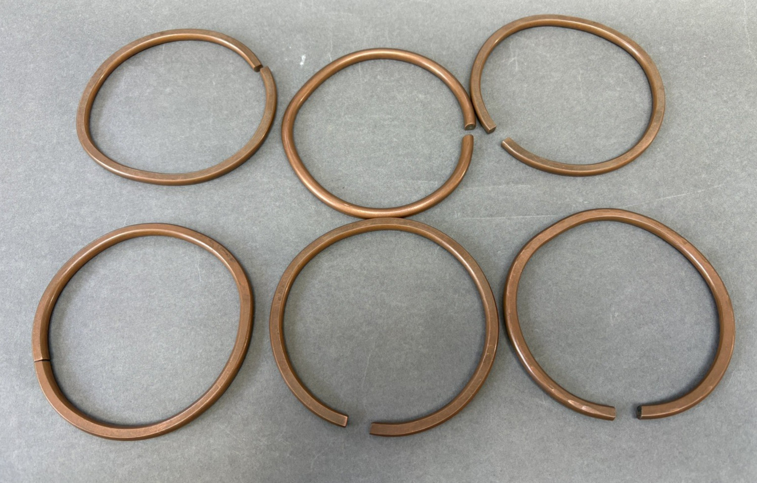 SIX OLD HEAVY SOUTH AFRICA ZULU SOLID COPPER TRIBAL ART ARM BANDS BODY ADORNMENT