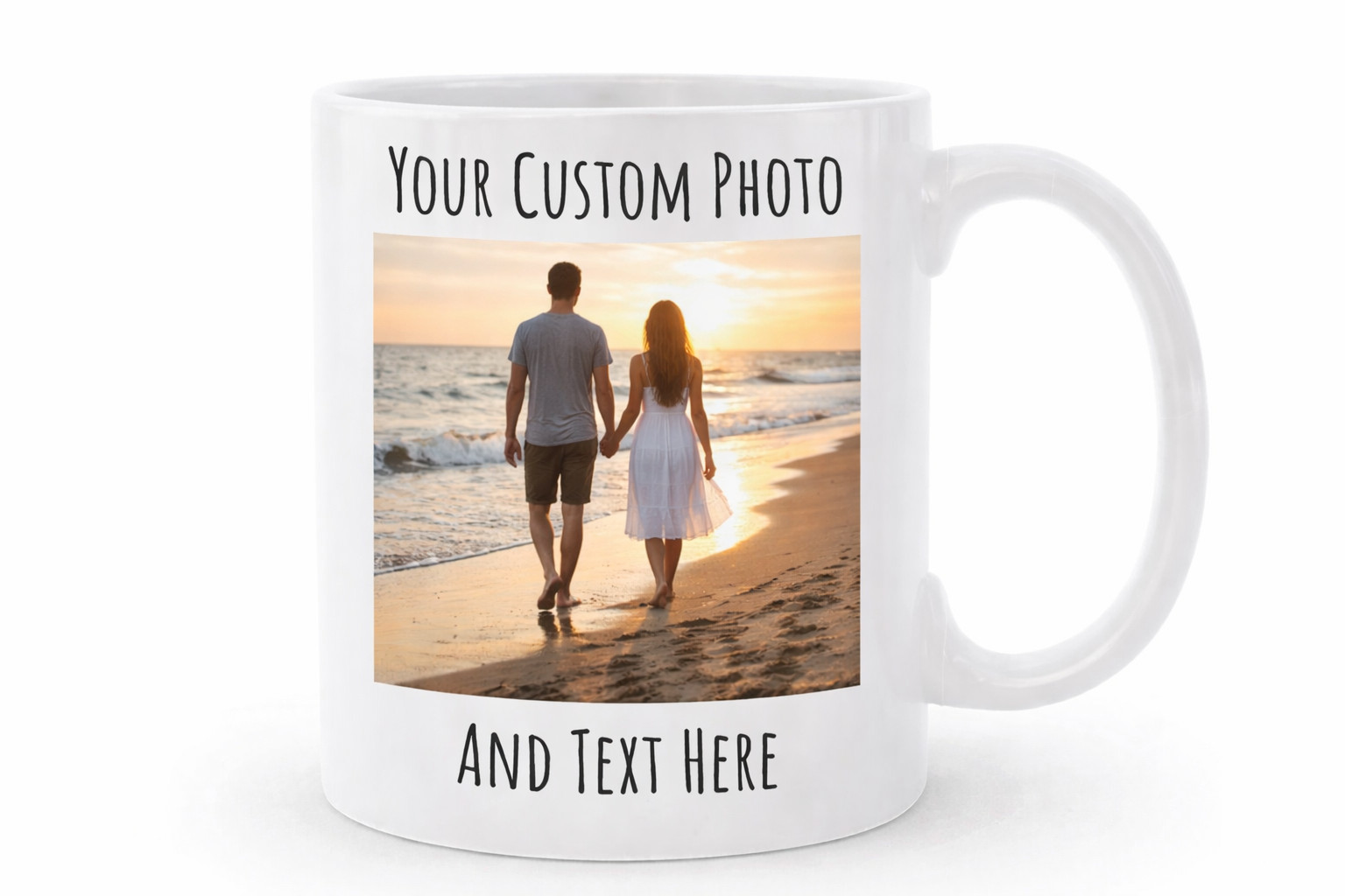 Personalized White Ceramic Coffee Mugs Custom Photo Name Holiday Birthday Gifts