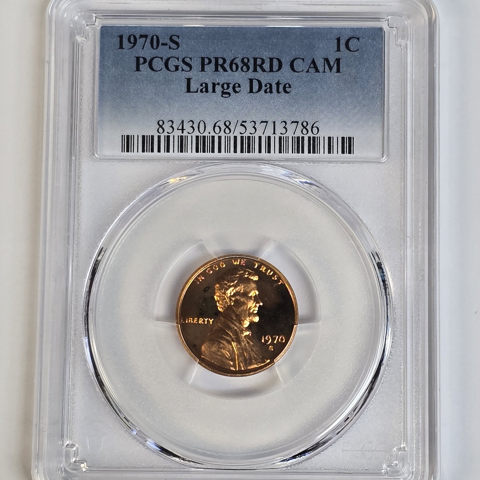 Lincoln Memorial Reverse Cent 1970-S PCGS PR68RD CAM Large Date Cameo Lincoln Memorial Reverse Cent 1970-S PCGS PR68RD CAM Large Date Cameo
