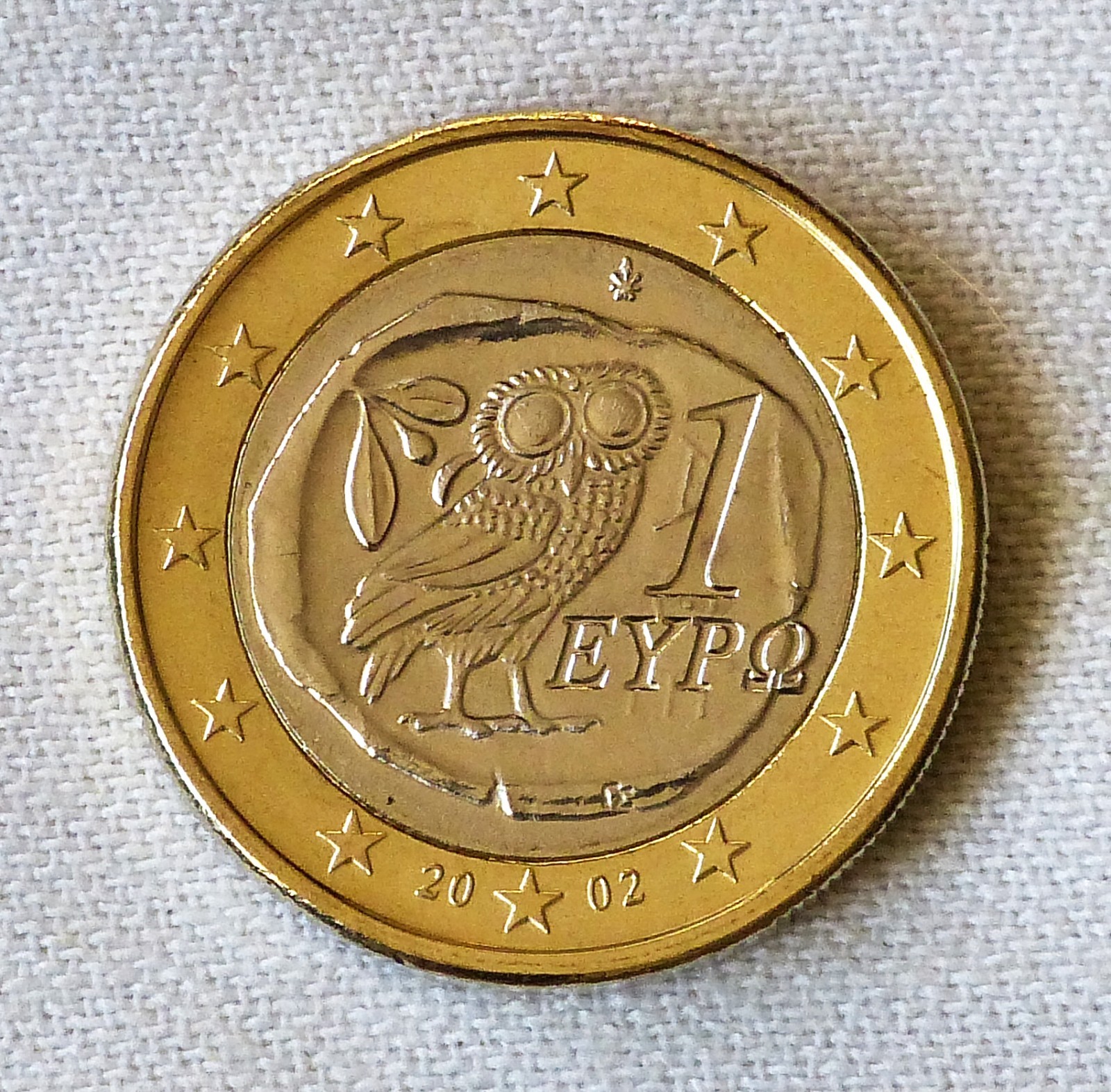 2002 Greece 1 Euro Athenian Owl, BU Brilliant Uncirculated 2002 Greece 1 Euro Athenian Owl, BU Brilliant Uncirculated