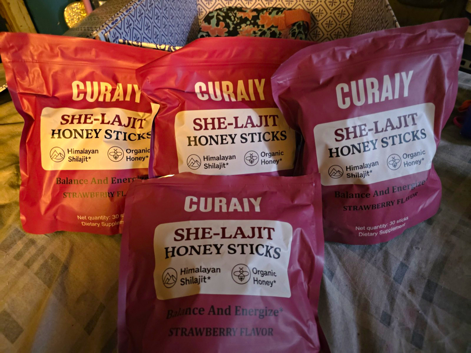 CURAIY Shilajit Honey Sticks Strawberry 30 Count Himalayan Shilajit Energy CURAIY Shilajit Honey Sticks Strawberry 30 Count Himalayan Shilajit Energy