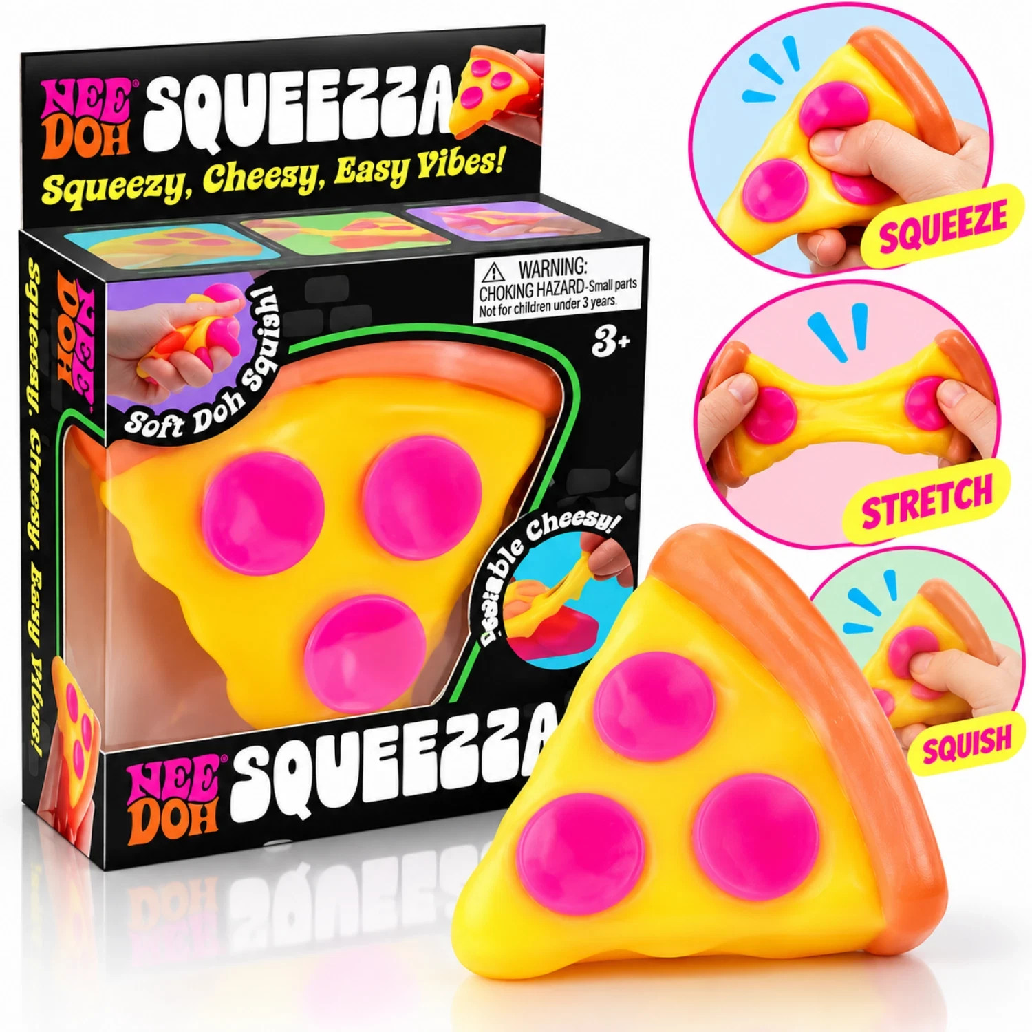 Foam Pizza NeeDoh Squeezza Soft Doh Squeezy Squish Cheesy NEW