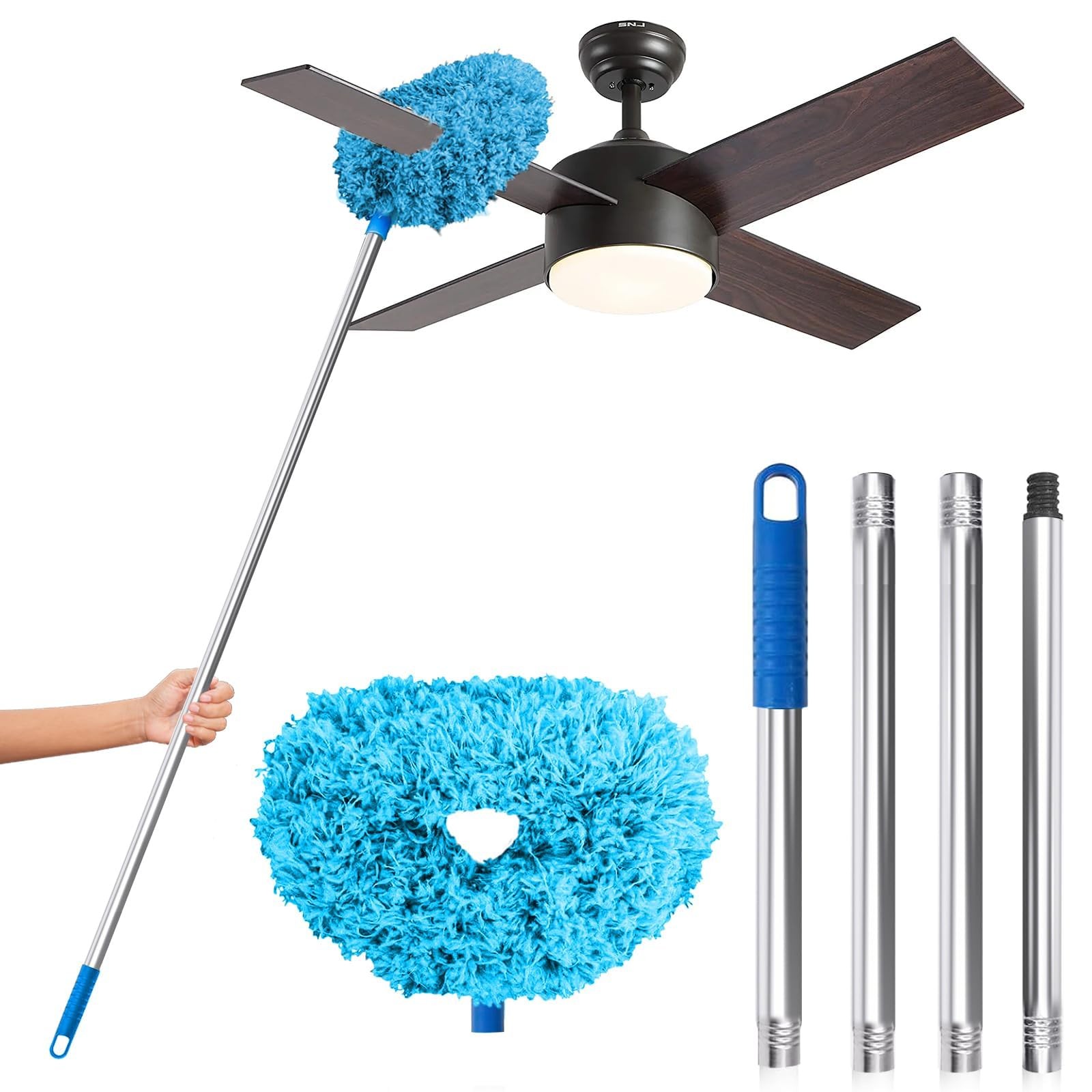 DRQ Ceiling Fan Cleaner Duster, Reusable Microfiber Duster 13-48 Inch, Blue DRQ Ceiling Fan Cleaner Duster, Reusable Microfiber Duster 13-48 Inch, Blue