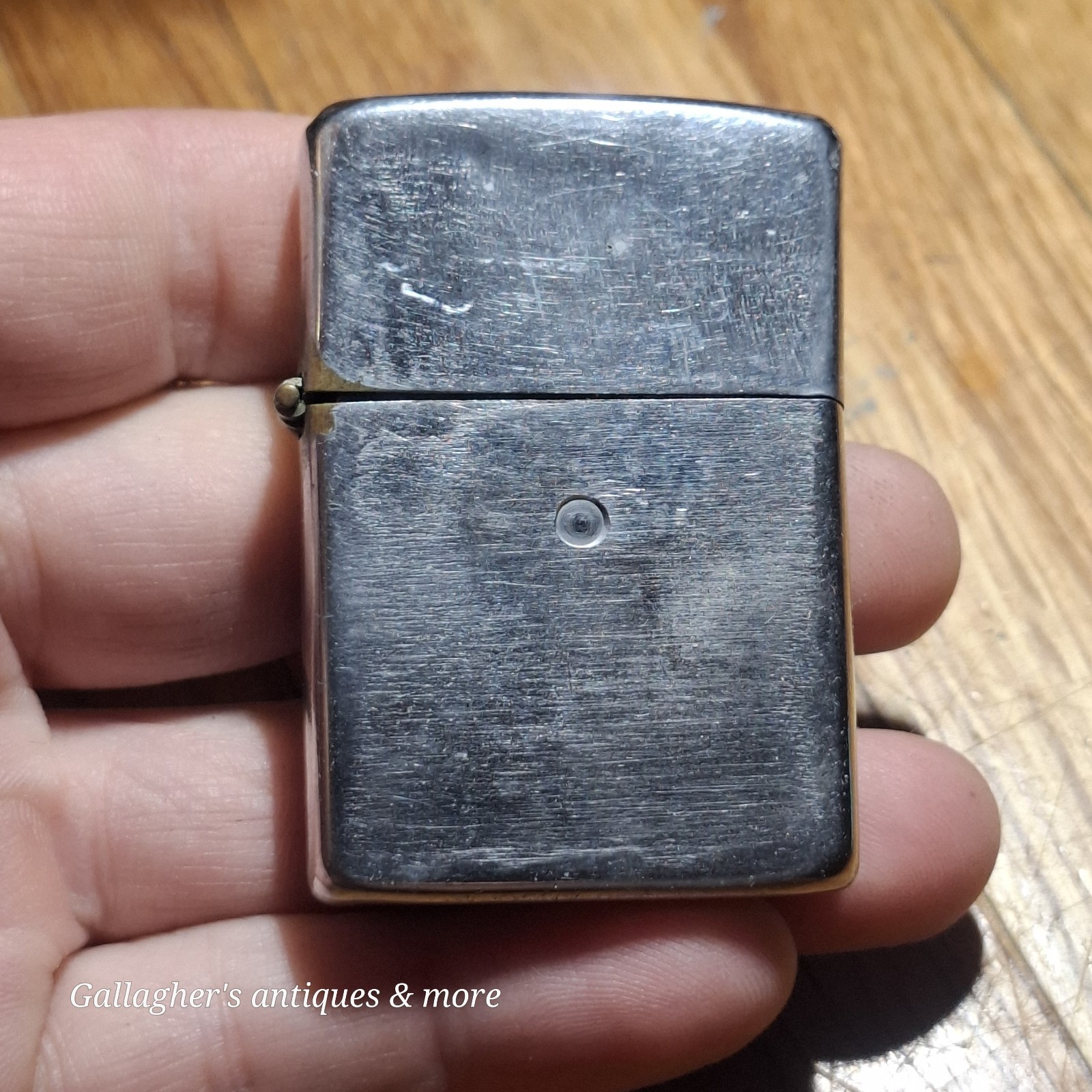 Vintage 1950s Zippo Lighter Pat 2032695 5-Barrel Hinge Brushed Chrome Old Stamp