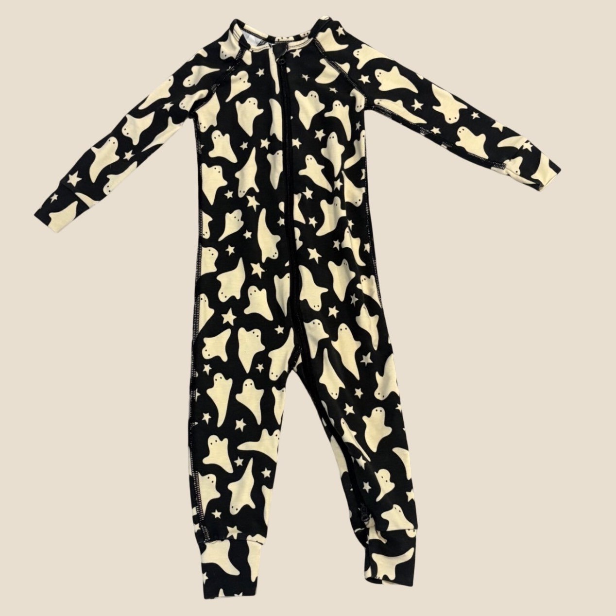 Hanna Andersson Kids Ghost Star Halloween Sleeper Black Off White 18-24 Months