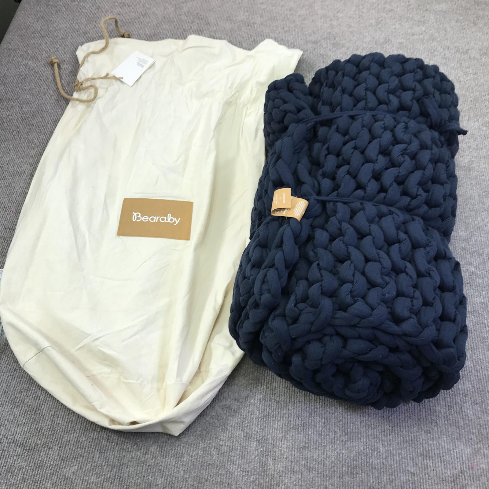 Bearaby Blue Cotton Napper Weighted Knit Throw Blanket Soft Organic Cotton New