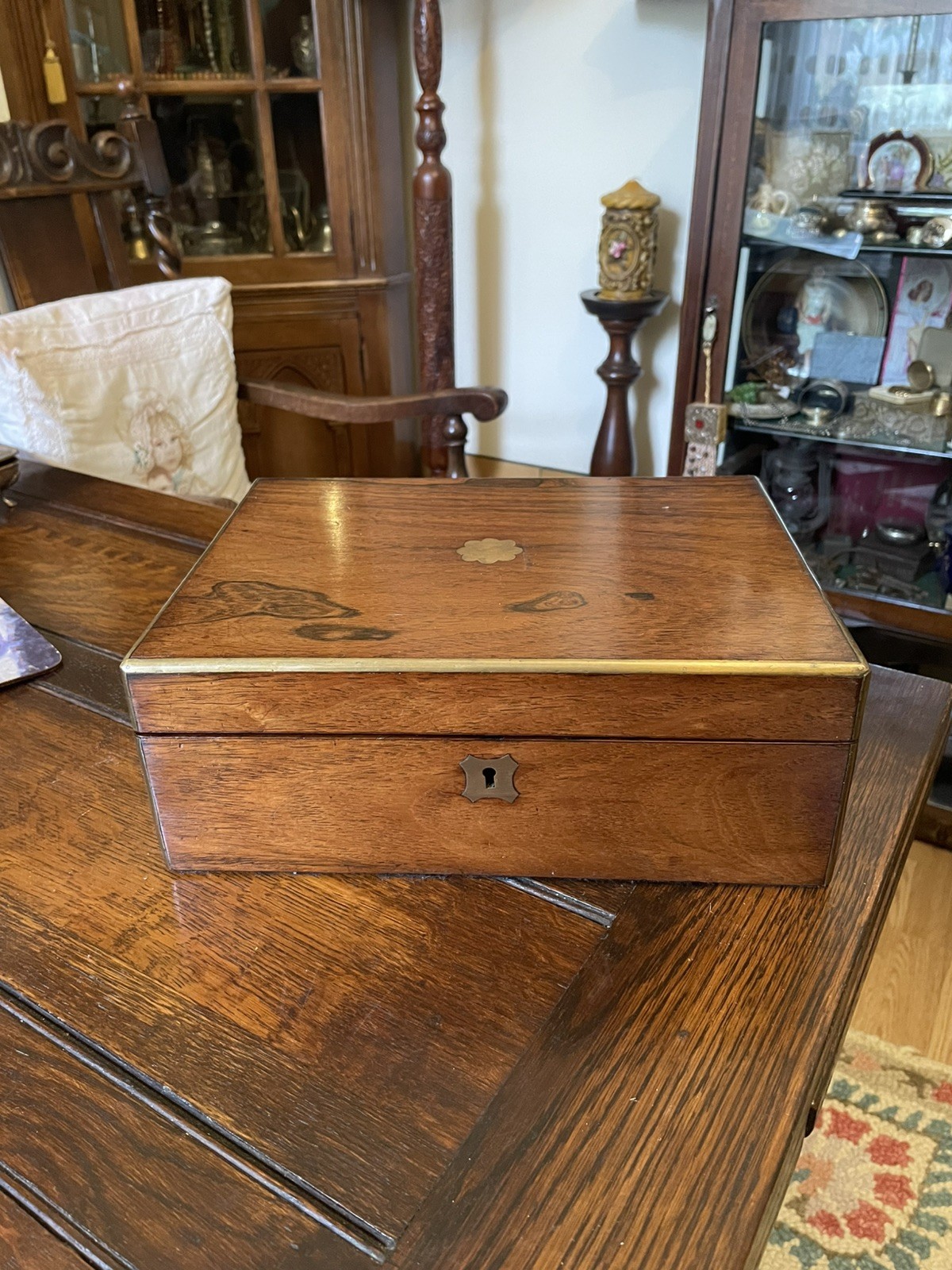 Antique  large Victorian Solid walnut wood   Writing Slope 