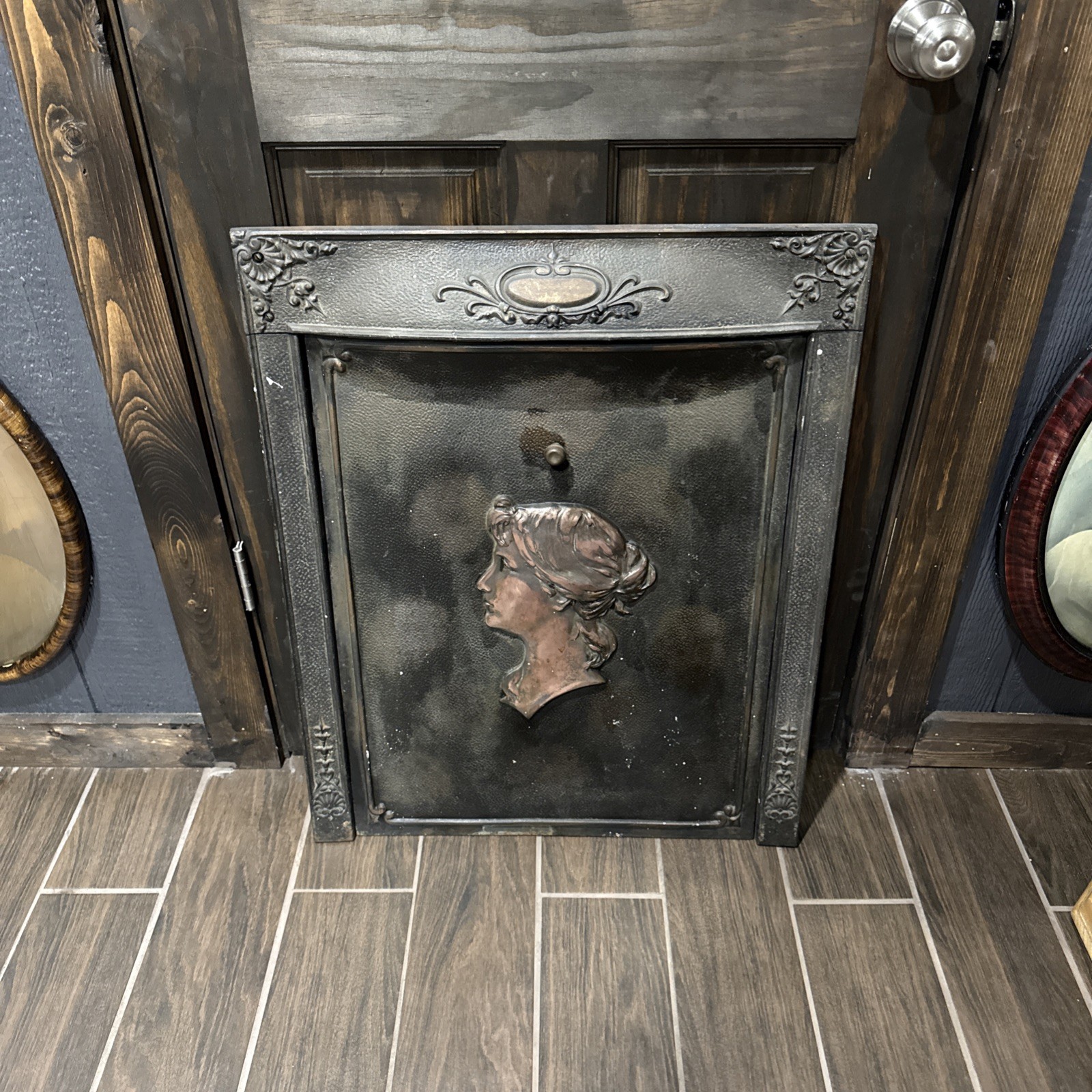 Vintage Cast Iron Early 1900’s  Victorian fireplace cover