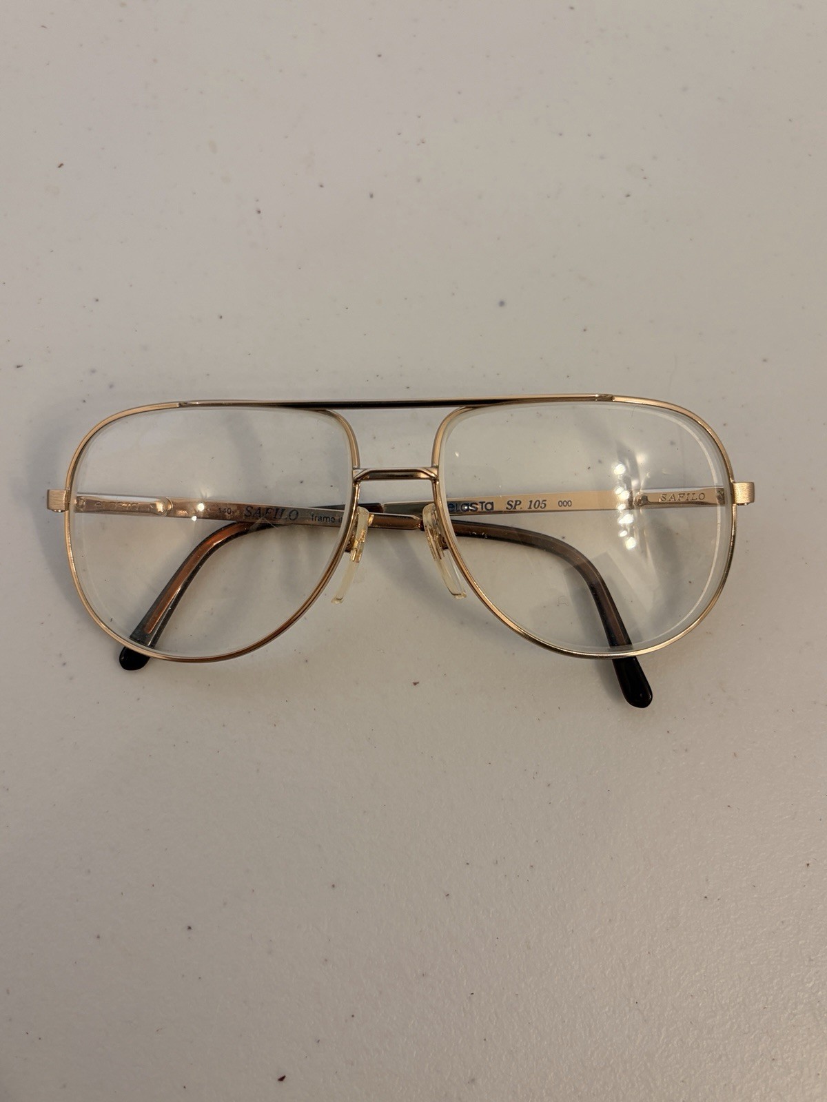 Vintage Safilo Elasta SP. 105 140 Aviator Eyeglass Frames Gold 58 15 8-6 Italy