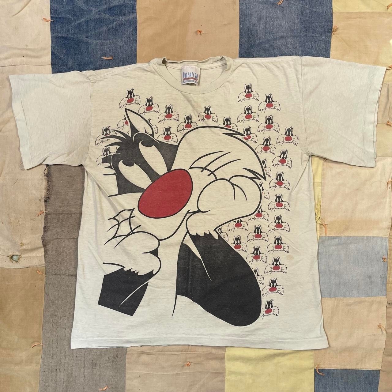 Vtg 90s Looney Tunes Sylvester AOP All Over Print Single Stitch Tee Mens XL Fade Vtg 90s Looney Tunes Sylvester AOP All Over Print Single Stitch Tee Mens XL Fade