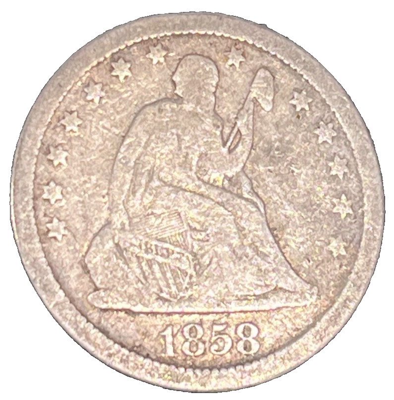 1858 Seated Liberty Quarter G Good 25C 90% Silver Philadelphia Early US Coin