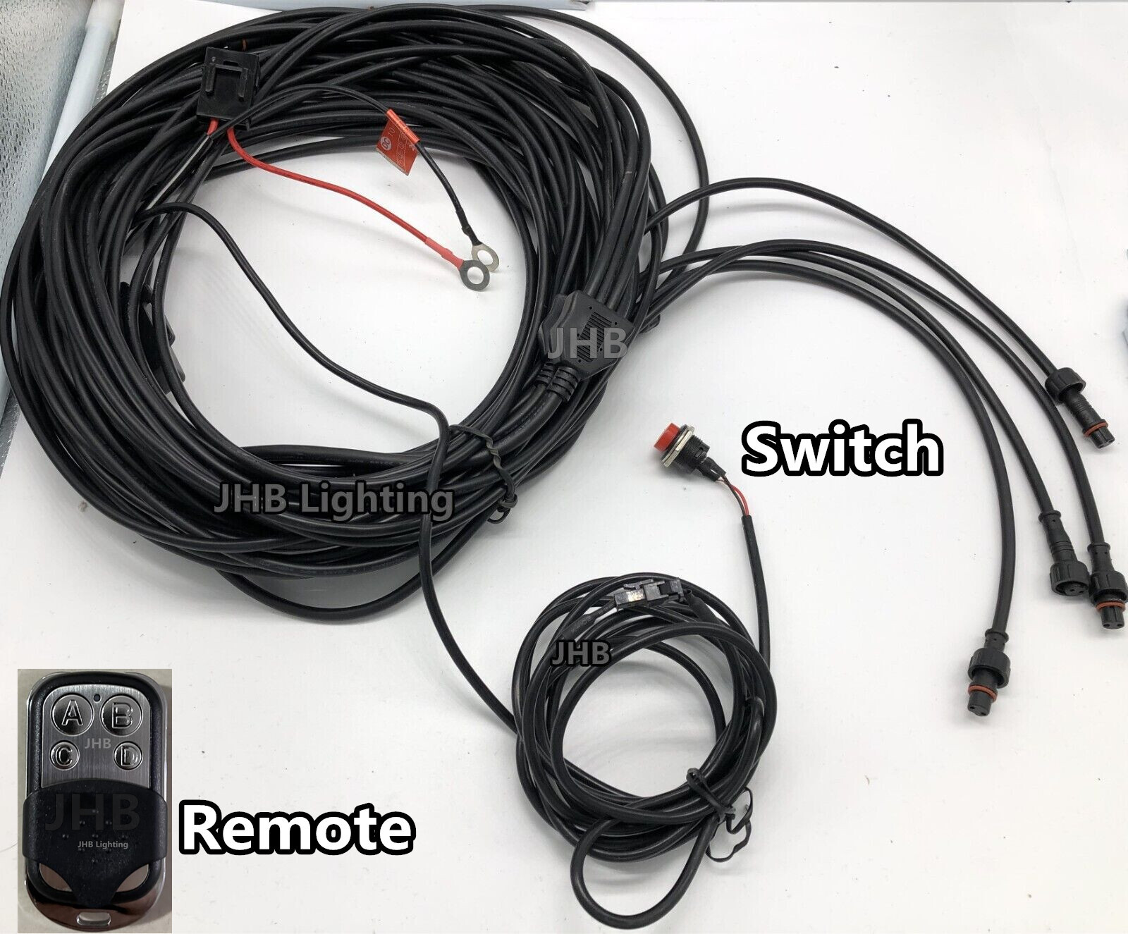 JHB Parts 1Set 4Way Switch+Remote (2pins) Wiring for WHITE LED Wheel Rim Strips