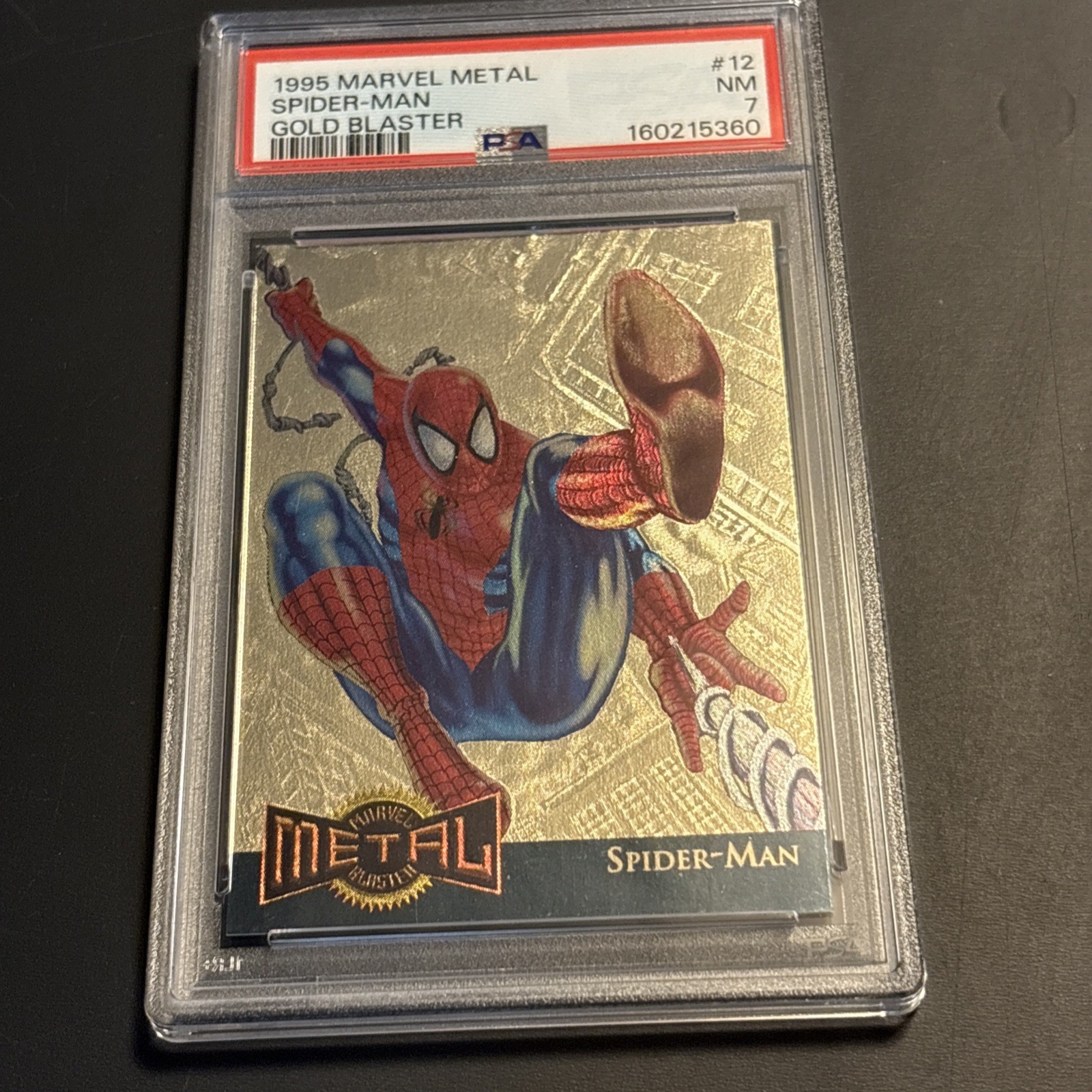Spider-Man - 1995 Fleer Marvel Metal #12 Gold Blaster Spider-Man - 1995 Fleer Marvel Metal #12 Gold Blaster