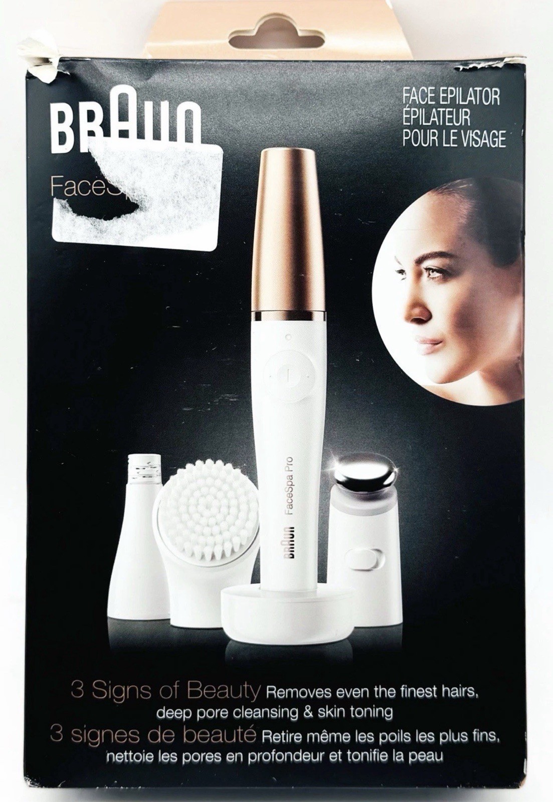 Braun FaceSpa Pro Facial Epilator Cleansing Brush & Toning Set Open Box