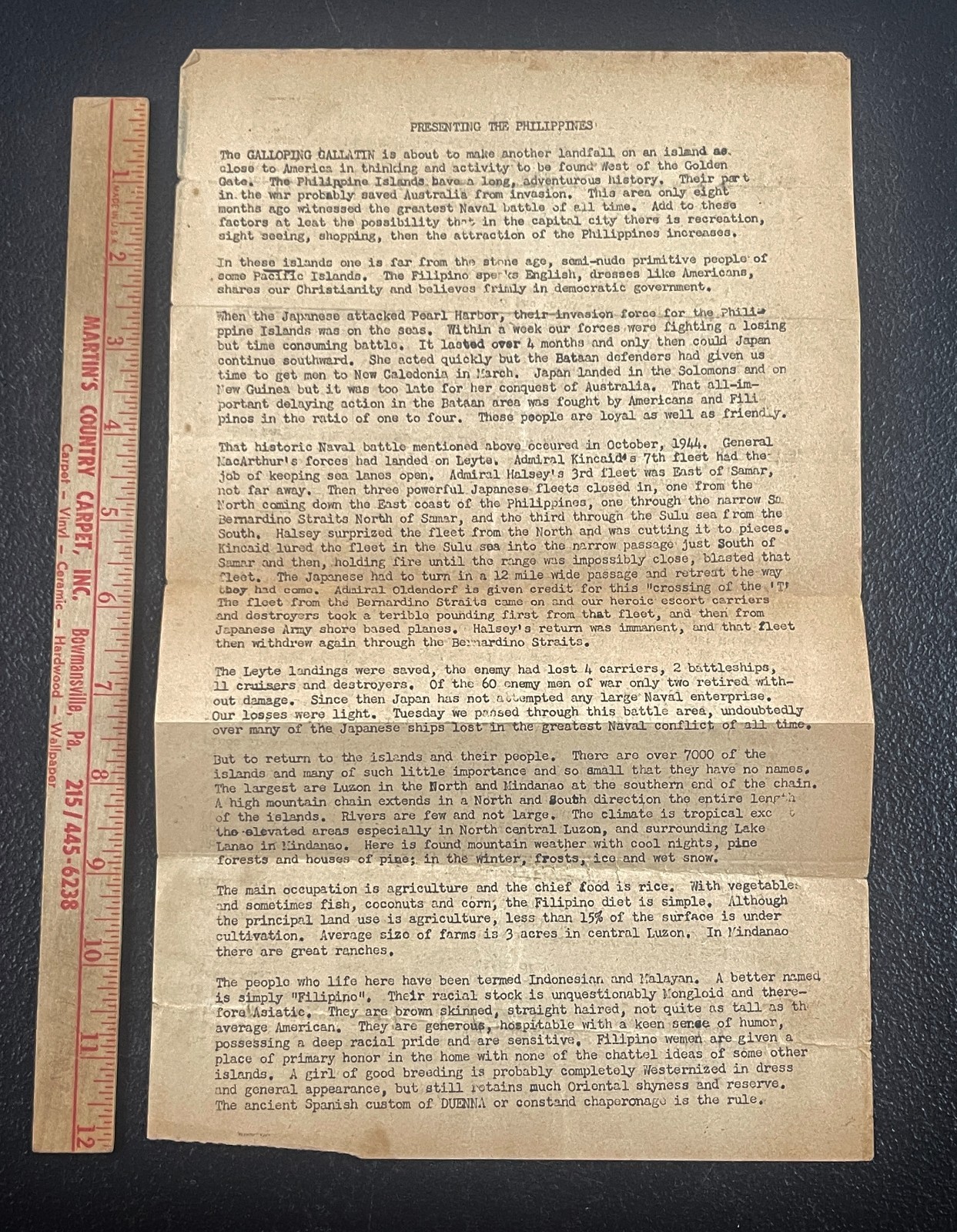 Presenting the Philippines Orig WWII Soldier's Document WW2 Breeding History