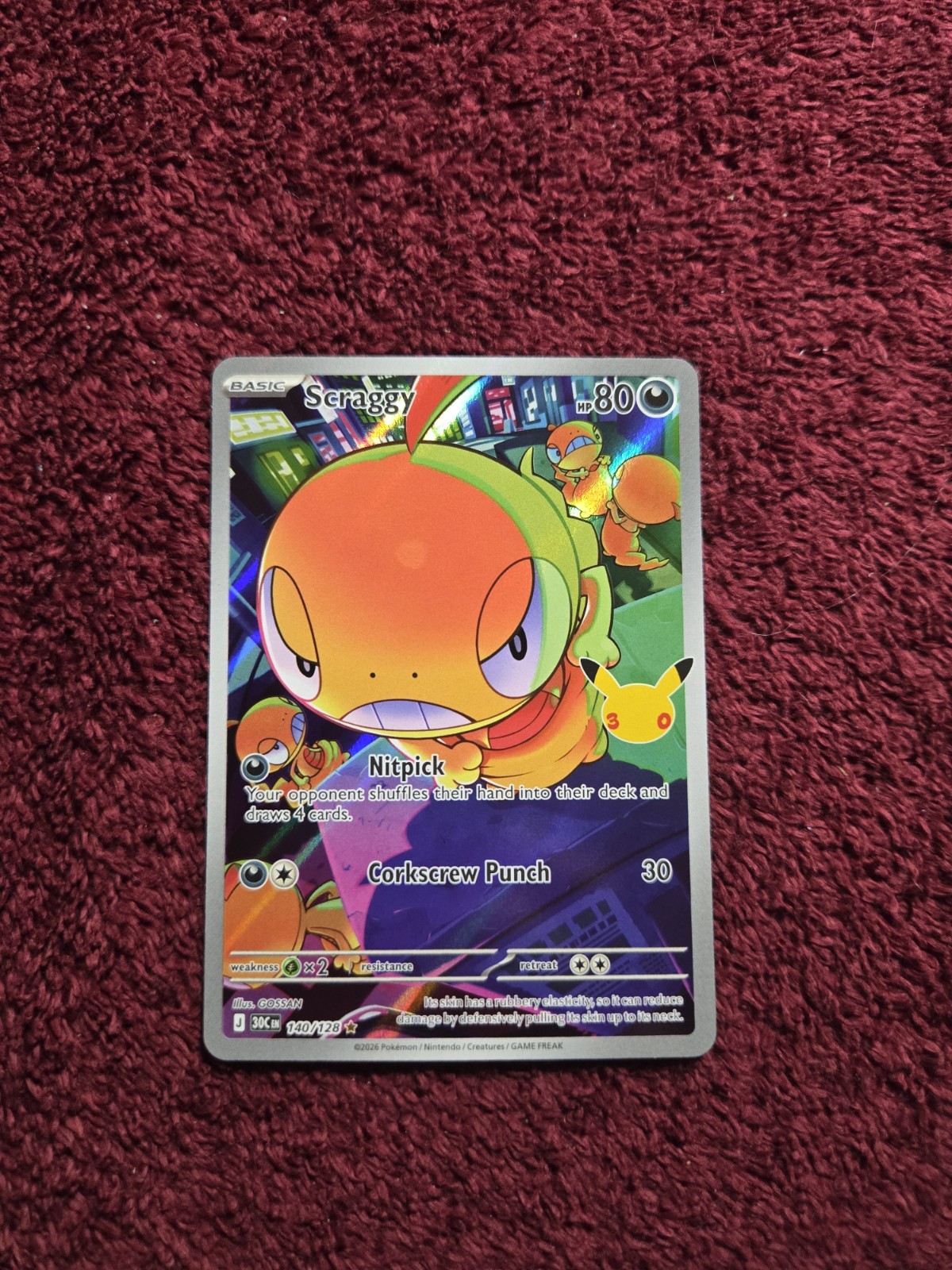 Scraggy 140/128 Illustration Rare 30th Celebration Scraggy 140/128 Illustration Rare 30th Celebration