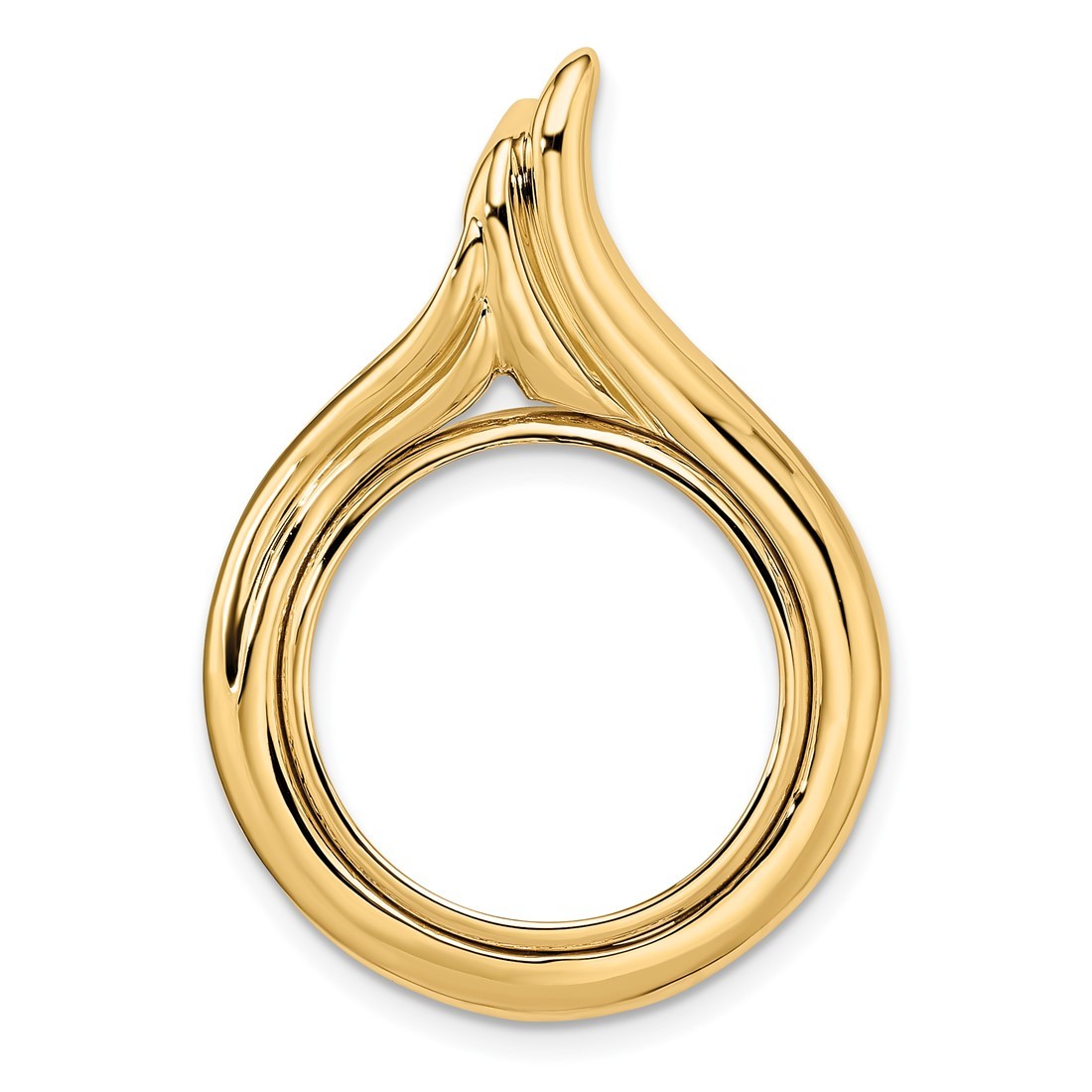 14k Yellow Gold 17.8mm Curved Teardrop Prong Coin Bezel Pendant