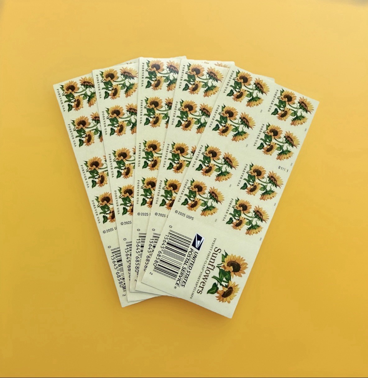 2026 USPS Forever Stamp Sunflowers Sheet of 20 Collectible Stamps