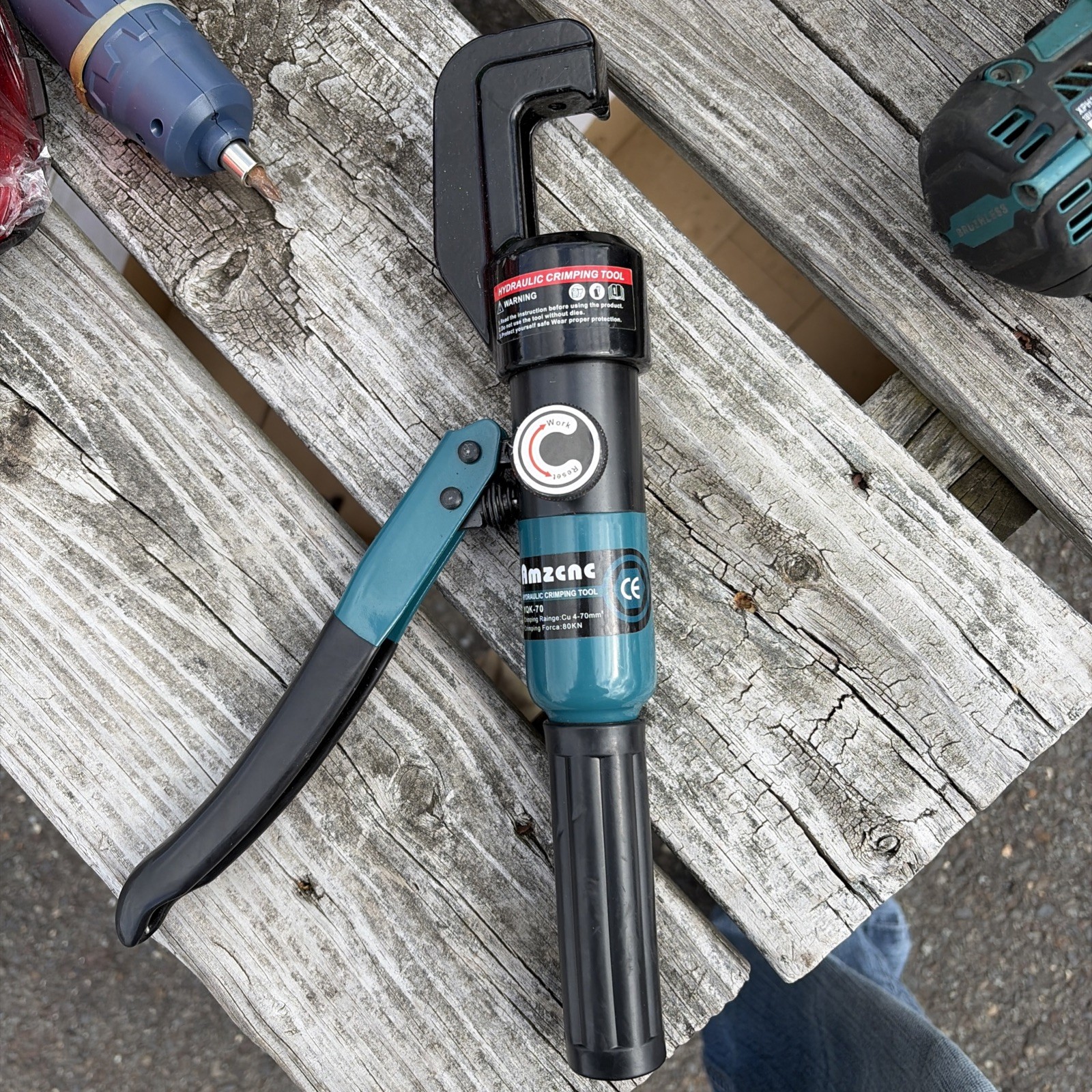 AMZCNC Hydraulic Crimping Tool, Battery Cable Crimper 12AWG–4/0AWG, Tool Only