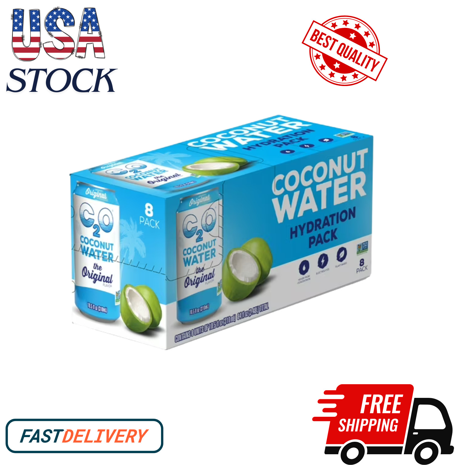 C2O Pure Coconut Water, Coconut Water Hydration Pack, 10.5 fl oz, 8 Pack........ C2O Pure Coconut Water, Coconut Water Hydration Pack, 10.5 fl oz, 8 Pack........