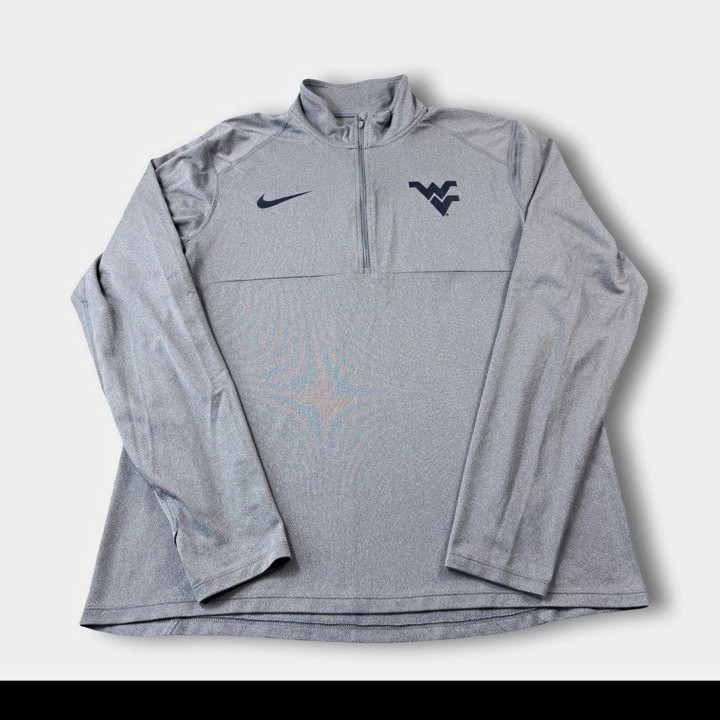 Nike Dri-FIT West Virginia Mountaineers WVU 1/4 Zip Pullover Gray Large