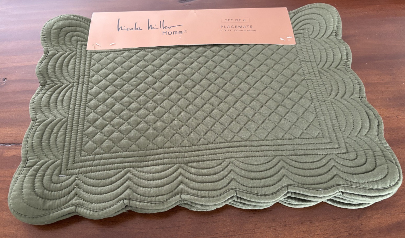 NEW Nicole Miller Set Of 6 Rectangle Dark Green Placemats ~ THANKSGIVING 26 NEW Nicole Miller Set Of 6 Rectangle Dark Green Placemats ~ THANKSGIVING 26