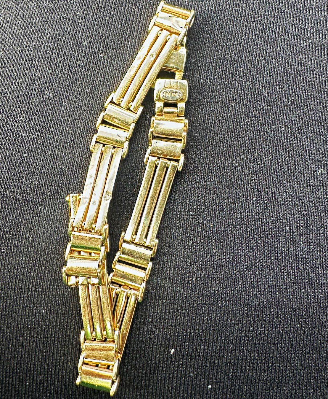 Vintage Italian 14K Yellow Gold Bar Link Chain Bracelet 8in 14.1g Vintage Italian 14K Yellow Gold Bar Link Chain Bracelet 8in 14.1g