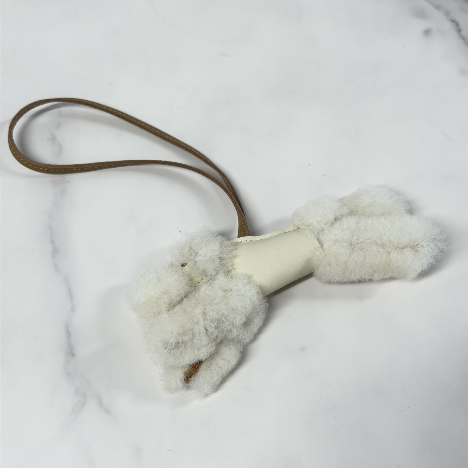 Hermes Buddy Bag Charm Lambskin Clay Chai White Brown Agneau Milo Mouton Dog Hermes Buddy Bag Charm Lambskin Clay Chai White Brown Agneau Milo Mouton Dog