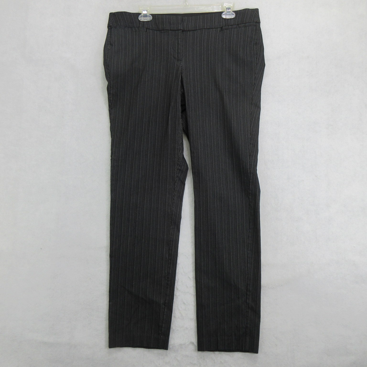 Lane Bryant The Allie Womens Pants 16 Regular Black Striped Slim Stretch