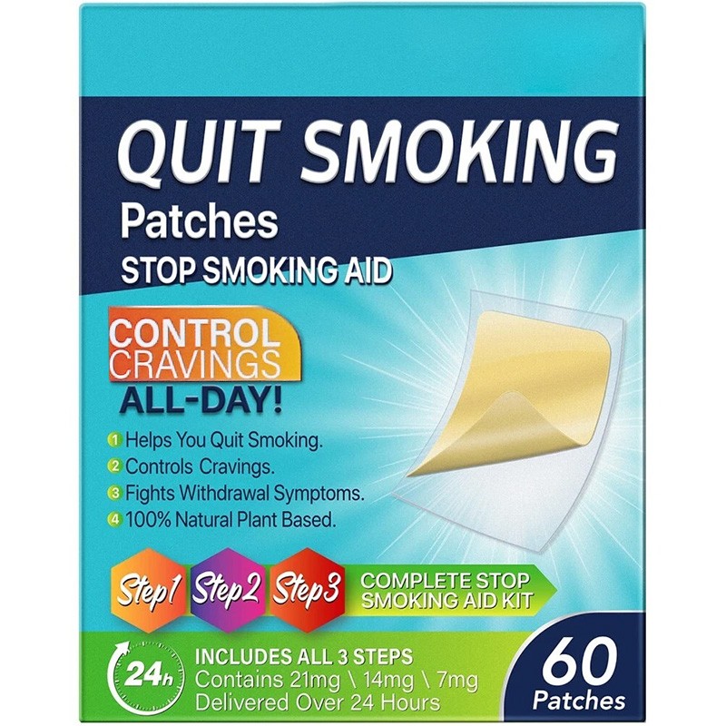3-in-1 Quit Smoking Patches (21mg/14mg/7mg) - 60 Patches Nicotine Aid