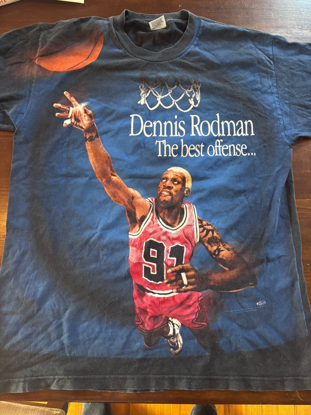 Vintage 1990s Dennis Rodman AOP Offense Defense t-shirt made size L murina Vintage 1990s Dennis Rodman AOP Offense Defense t-shirt made size L murina