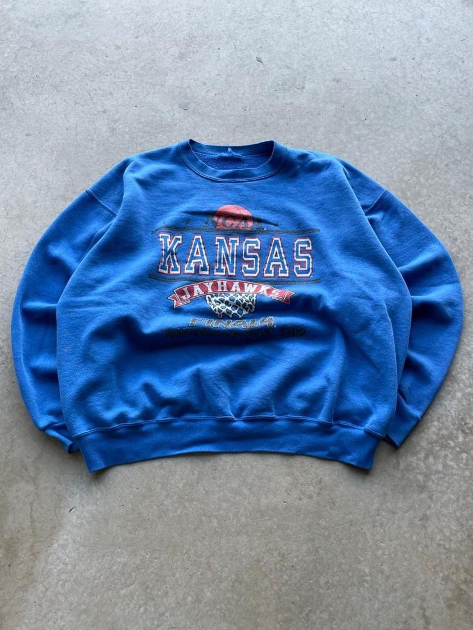 Vintage 1991 Kansas Jayhawks Final Four Blue crewneck sweatshirt size L Vintage 1991 Kansas Jayhawks Final Four Blue crewneck sweatshirt size L