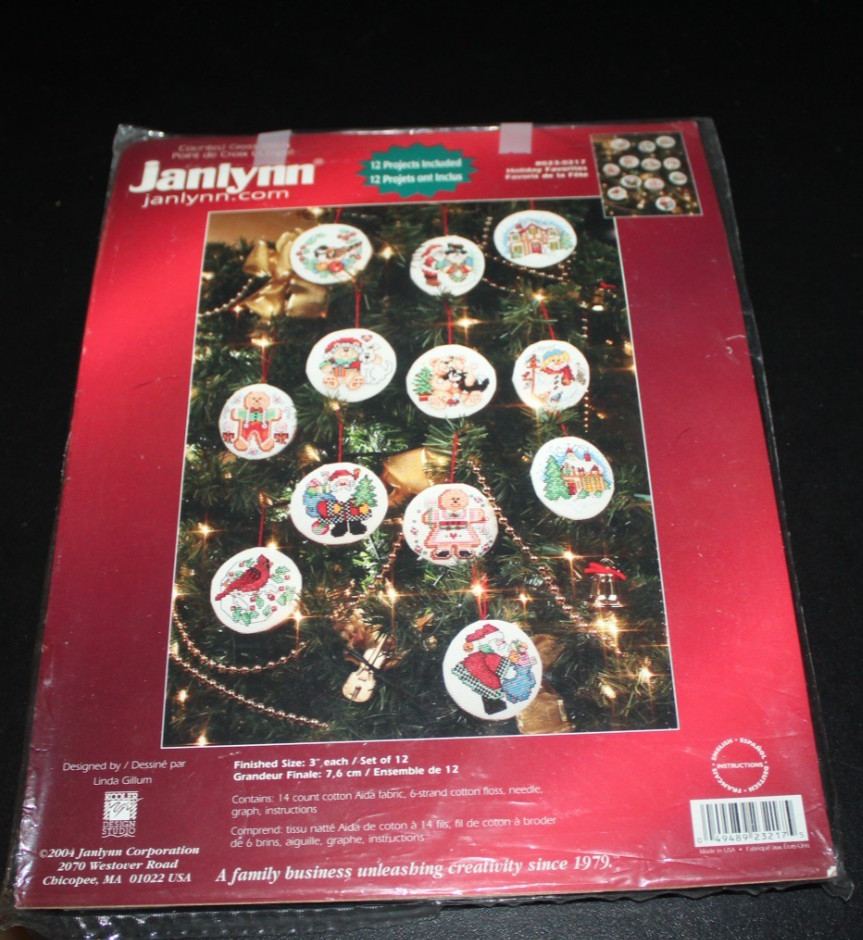 Janlynn Counted Cross Stitch Kit Christmas Ornaments 12 New Opened Kit AB2= Janlynn Counted Cross Stitch Kit Christmas Ornaments 12 New Opened Kit AB2=
