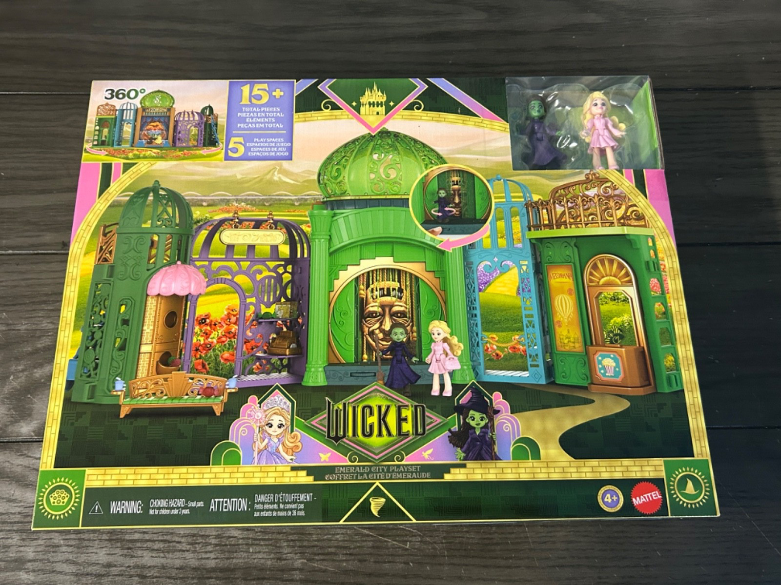 MATTEL WICKED EMERALD CITY 15 PIECE PLAYSET GLINDA & ELPHABA DOLLS NEW IN BOX MATTEL WICKED EMERALD CITY 15 PIECE PLAYSET GLINDA & ELPHABA DOLLS NEW IN BOX
