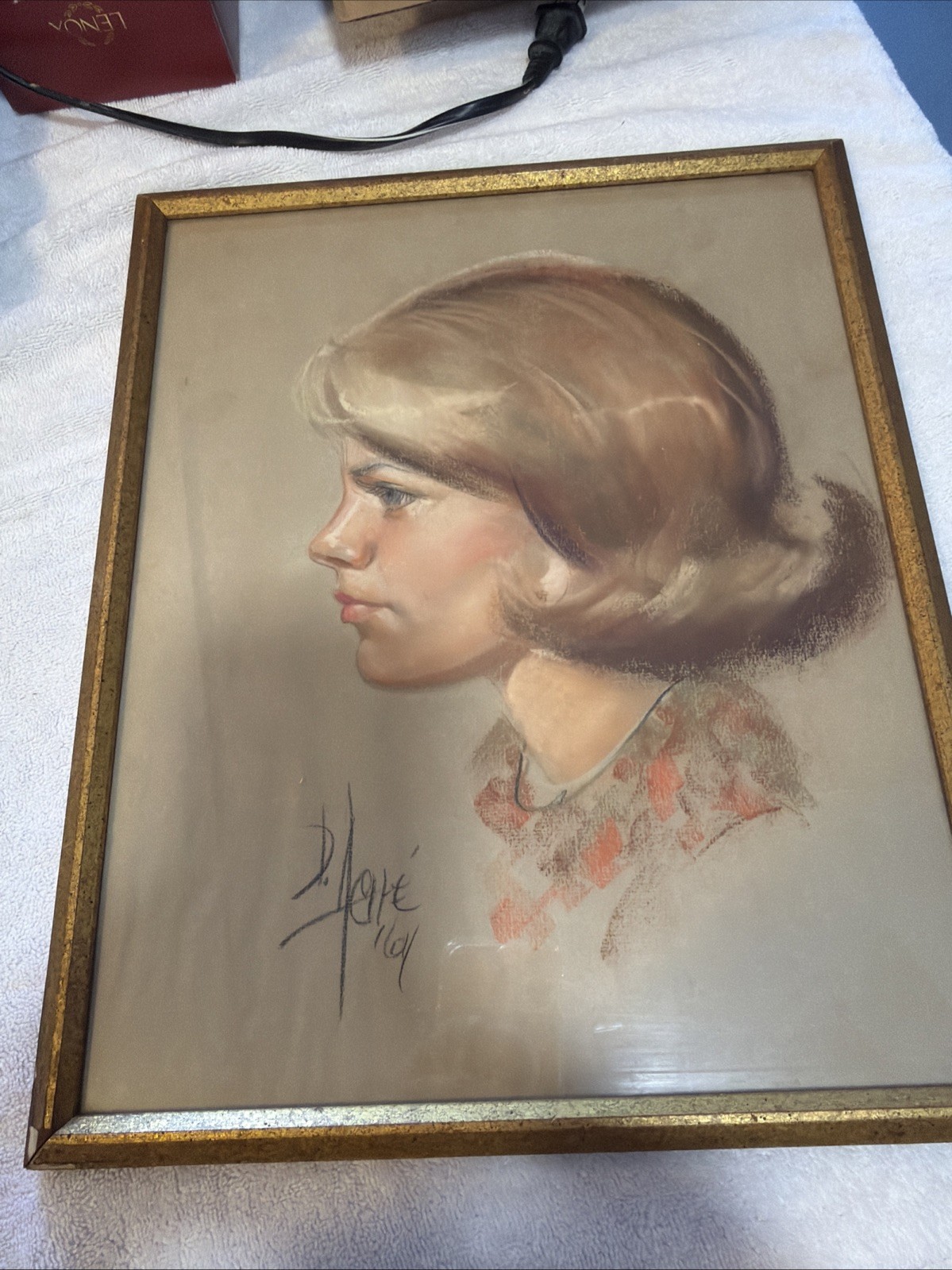 Vintage Mid-Century 1960S Portrait, Painting, Pretty Woman Signed Framed