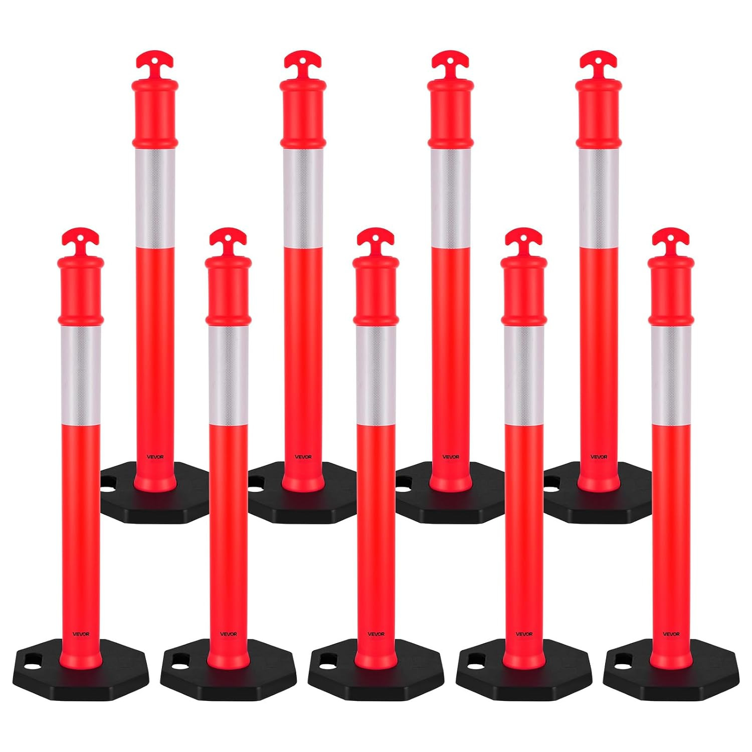 9 Pack Traffic Delineator Posts, 45 Inches Traffic Safety Cones with Weighted Ba