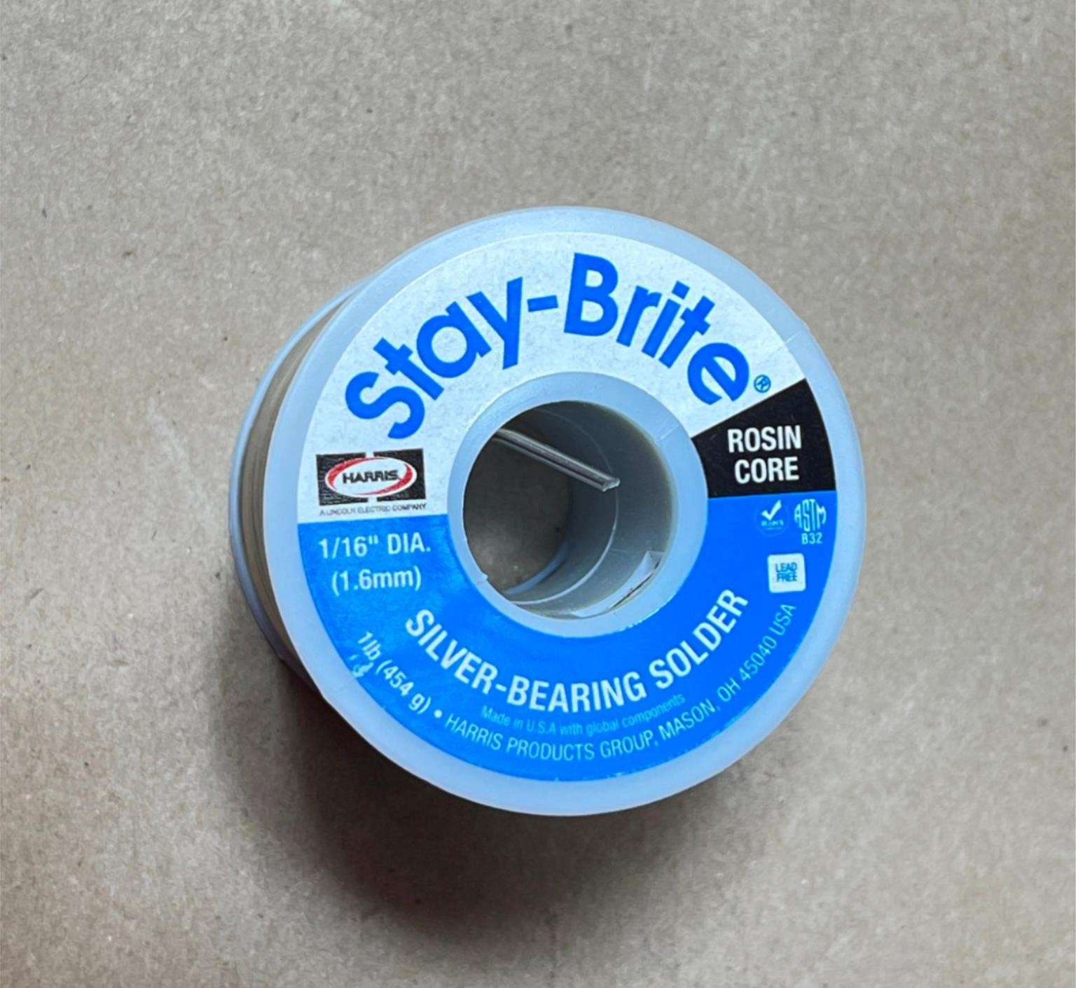 1Lb Harris Stay-Brite Rose Core Silber-Bearing Solder 1/16 1Lb Harris Stay-Brite Rose Core Silber-Bearing Solder 1/16