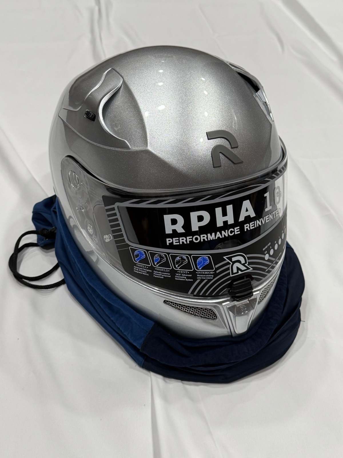 HJC RPHA 10 Full Face Helmet Silver 2XL NEW Open Box w/ Pinlock Insert & Bag