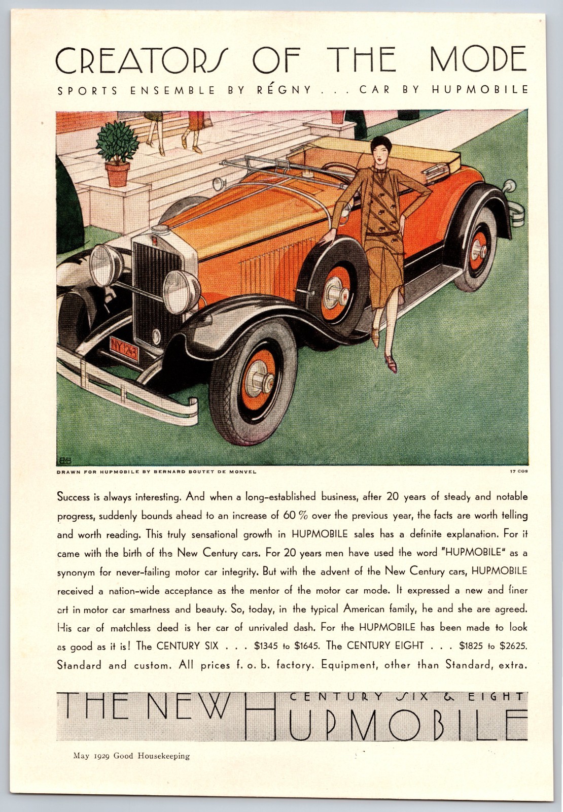 Vintage 1929, Hupmobile, Century Six & Eight Auto, Automobile, Car 20\'s Print Ad