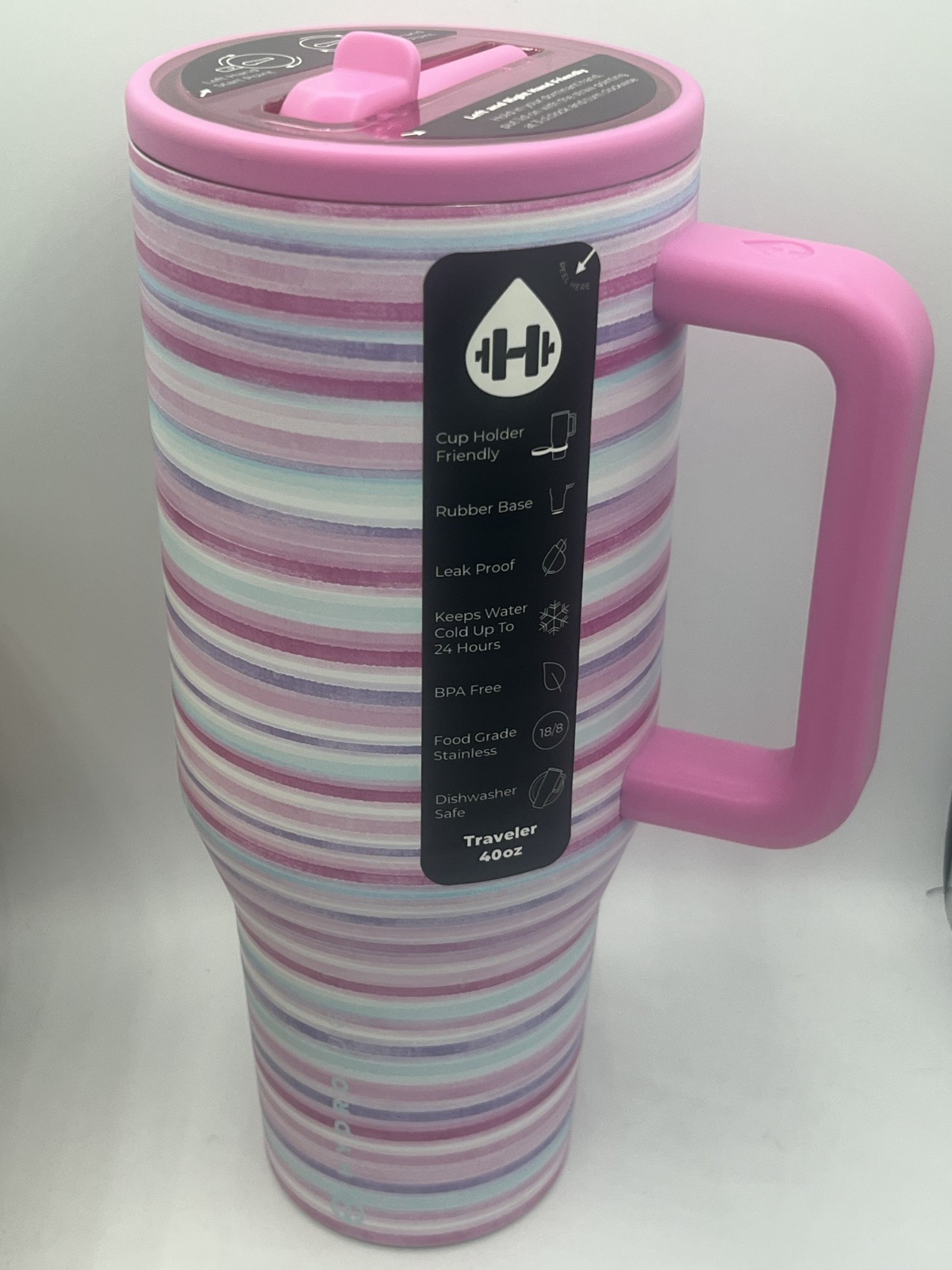 Hydrojug Scheels Traveler 40OZ Pink Horizon Striped Swirl Tumbler NEW Hydrojug Scheels Traveler 40OZ Pink Horizon Striped Swirl Tumbler NEW