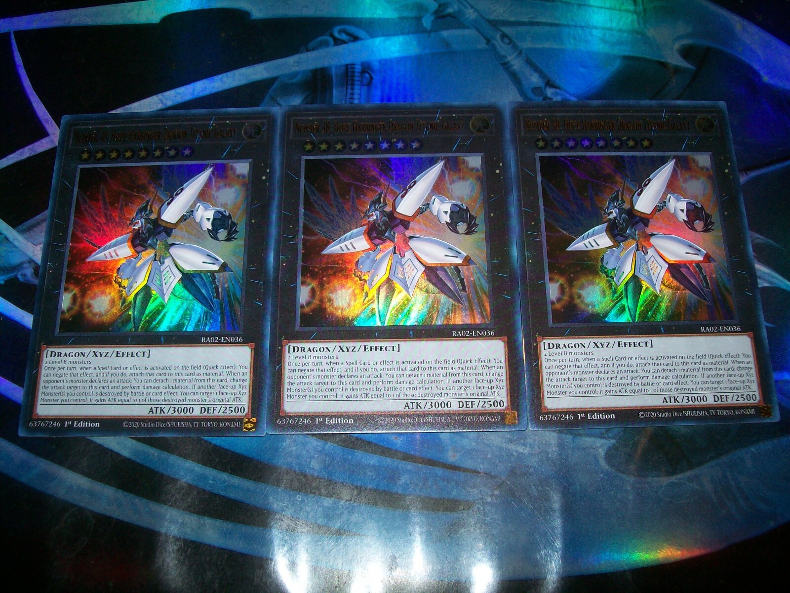 3x Number 38: Hope Harbinger Dragon Titanic Galaxy Ultra Rare RA02-EN036 3x Number 38: Hope Harbinger Dragon Titanic Galaxy Ultra Rare RA02-EN036