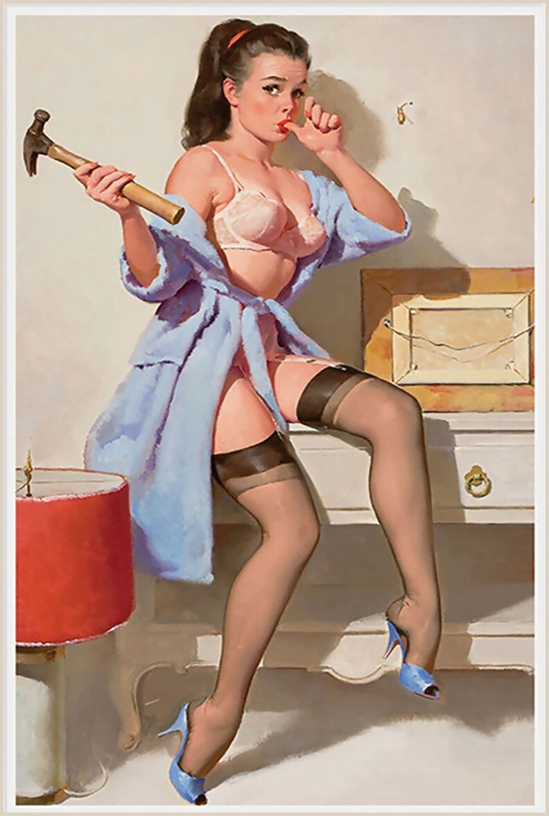 Wrong Nail 1967 Gil Elvgren Pinup Girl Metal Poster Sign Shop, Mancave, Garage,