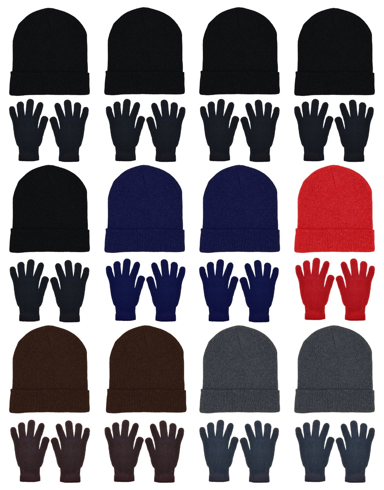 24x Winter Beanies & Gloves Combo Pack, Bulk Pack for Men Women, Warm Cozy Gift 24x Winter Beanies & Gloves Combo Pack, Bulk Pack for Men Women, Warm Cozy Gift
