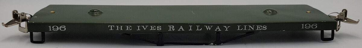Ives 196-1 Vintage Standard Gauge Green Flatcar Frame with Couplers