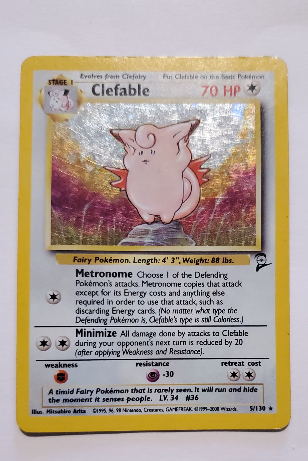 Pokemon Clefable 5/130 Base Set 2 Foil Pokemon Clefable 5/130 Base Set 2 Foil