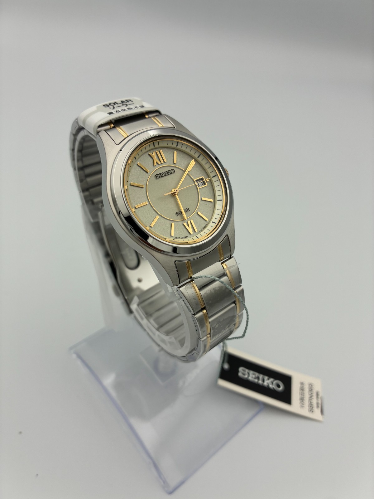 Seiko Selection SBPN065 Solar Men's Watch Two Tone Gold Silver Japan
