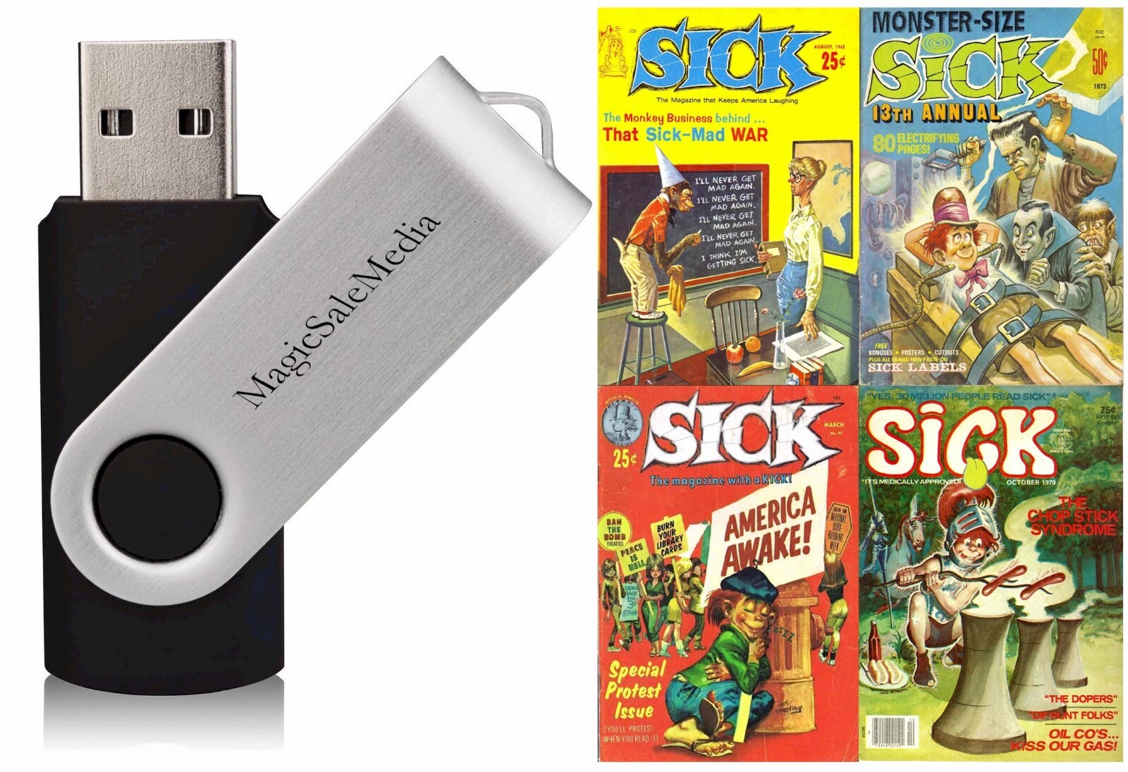 80 Old Rare Issues of Sick - Comics Risqué Saucy Racy Sexy Art Magazine on USB