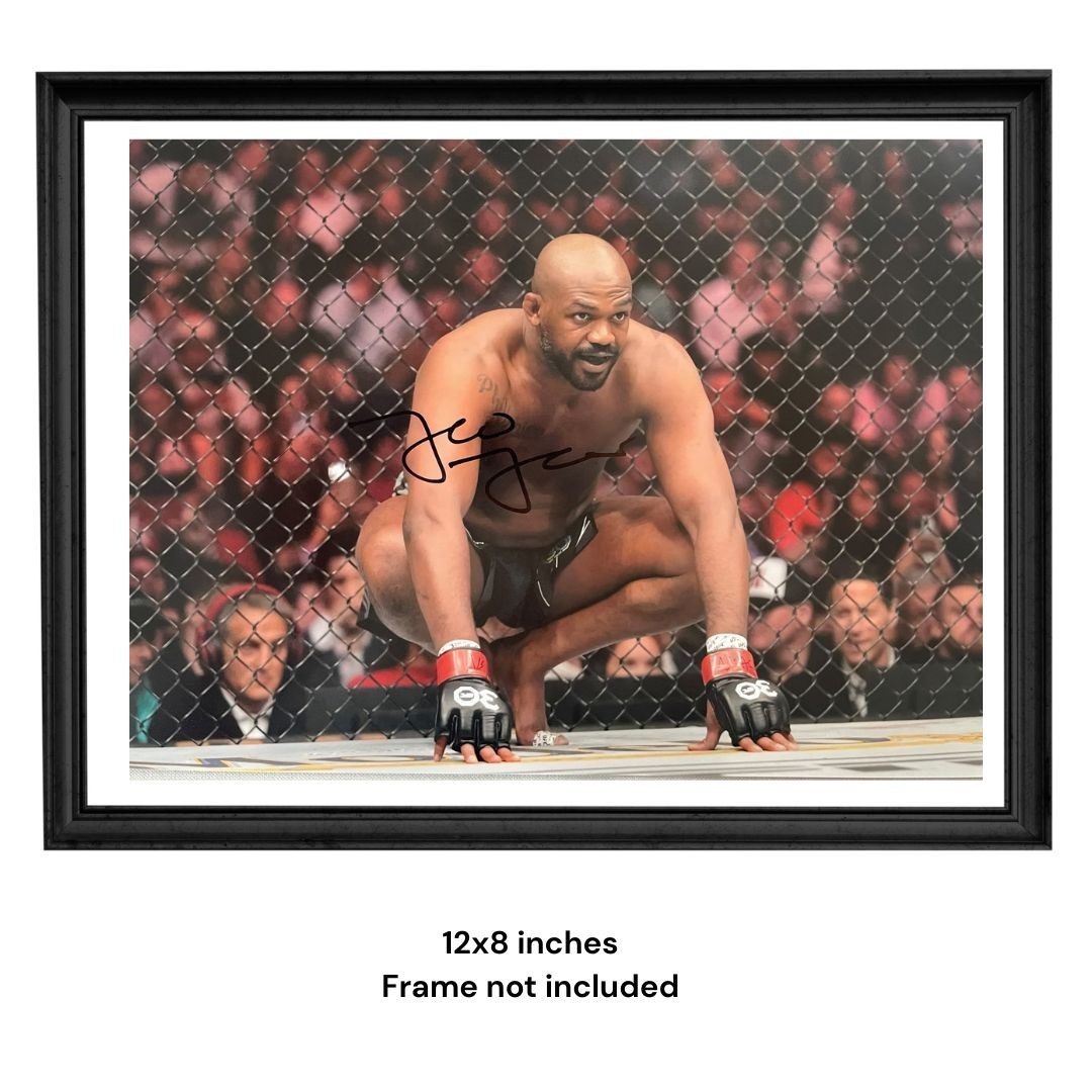 Jon Jones Bones Hand Signed A4 Octagon GOAT Photo UFC PSA CARD + Official COA