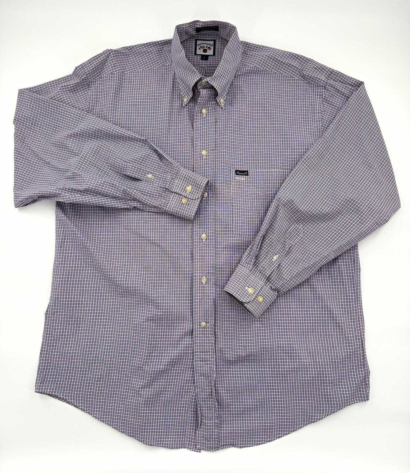 Vintage Faconnable Mens L Check Shirt Albert Goldberg Made USA Button Down