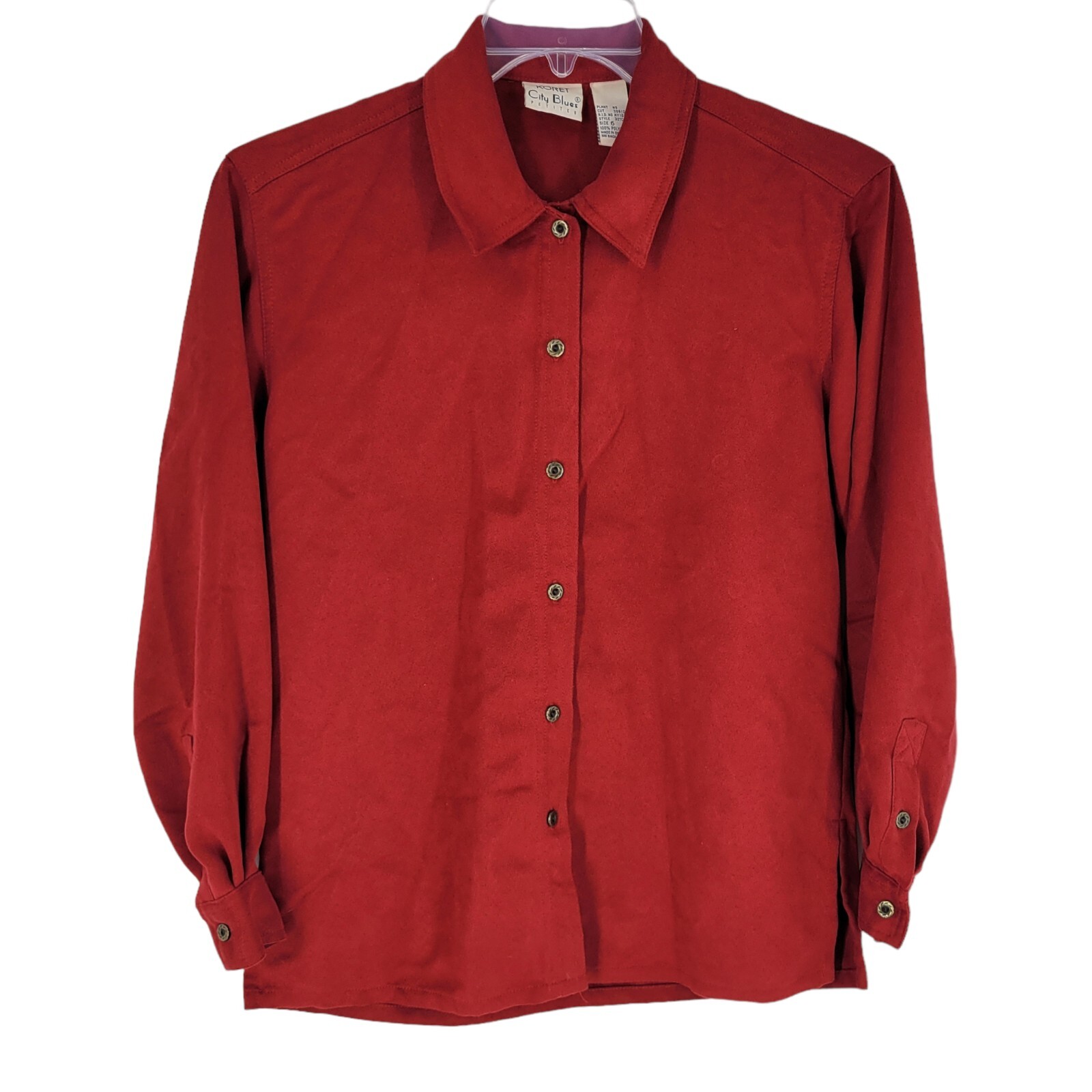 Vintage Koret City Blues Red Collared Button Up Blouse Polyester Size 6 Vintage Koret City Blues Red Collared Button Up Blouse Polyester Size 6